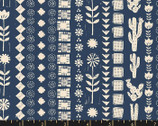 Heirloom - Garden Rows Cactus Bluebell Dk Blue by Alexia Abegg from Ruby Star Society Fabric
