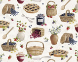 Homemade Happiness - All Over Pies Baskets Cream by Silva Vassileva from P & B Textiles 