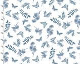 Flower Junction - Floating Foliage White from 3 Wishes Fabric