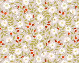 Evergreen - Dog Rose Floral Lt Grey from Lewis and Irene Fabric