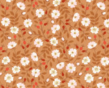 Evergreen - Dog Rose Floral Rust from Lewis and Irene Fabric