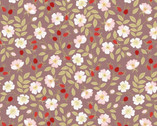 Evergreen - Dog Rose Floral Soft Brown from Lewis and Irene Fabric