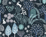 Secret Winter Garden - Secret Garden Pearl Midnight Blue from Lewis and Irene Fabric