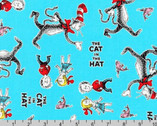 The Cat in the Hat - Characters Aqua by Dr. Seuss from Robert Kaufman Fabric