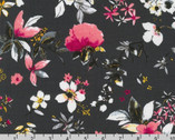 Rosette - Floral Toss Charcoal from Robert Kaufman Fabric