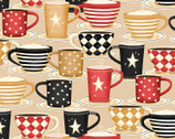Coffee Always - Packed Cups Cream by Lorilynn Simms from Wilmington Prints Fabric