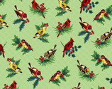 Joyful - Birds Light Green from Maywood Studio Fabric