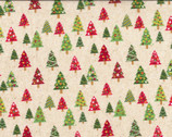 Christmas Trees Glitter Beige from Fabric Traditions Fabric
