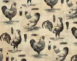 Chicken and Roosters Tan Beige from Springs Creative Fabric