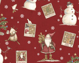 Postcard Christmas - Holiday Toile Red by Robin Davis Studio from Clothworks Fabric