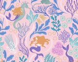 Moontide - Mermaids Metallic Pink from Lewis and Irene Fabric