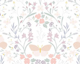Heart of Summer - Floral Gathering Damask White from Lewis and Irene Fabric