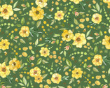 Botanical Nectar - Yellow Floral on Green from P & B Textiles Fabric