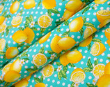 Fresh Fruits OXFORD - Lemons Aqua from Cosmo Fabric