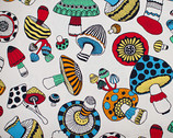 Colorful Mushrooms Lightweight CANVAS Cream from Cosmo Fabric