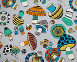 Colorful Mushrooms Lightweight CANVAS Lt Grey from Cosmo Fabric