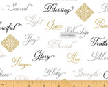 Appreciation - Blessings Metallic White by Whistler Studios from Windham Fabrics