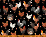 Farmers Market - Chickens Black from Windham Fabrics