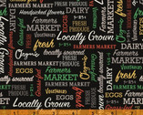 Farmers Market - Words Black from Windham Fabrics