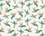 Hummingbirds and Honeysuckle - Hummingbird Wave White from Benartex Fabrics
