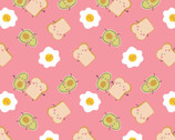 Rise and Shine - Toast Buddies Pink from Camelot Fabrics