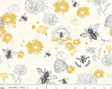 Honey Bee - Main Bee Floral Honeycomb Parchment by My Mind’s Eye from Riley Blake Fabric