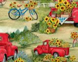 Red Trucks and Bicycles by Susan Winget Prints from Springs Creative Fabric