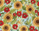 Tossed Floral with Sunflowers by Susan Winget Prints from Springs Creative Fabric