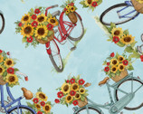 Sunflowers and Bicycles by Susan Winget Prints from Springs Creative Fabric