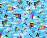 In Motion - Kites Blue from Elizabeth’s Studio Fabric