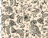 Curio Cabinet - Birds Cream Black from Maywood Studio Fabric