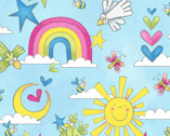 Once Upon A Time - Sun and Rainbow Blue from Henry Glass Fabric
