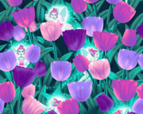 Pixies and Petals - GLOW in DARK Pixies and Tulips from Henry Glass Fabric
