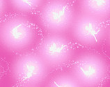 Pixies and Petals - GLOW in DARK Tossed Pixie Silhouettes Pink from Henry Glass Fabric