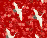 Hikari - Cranes Red from Makower UK  Fabric