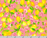 Wishwell - Rose Lemonade Lemons Blossoms Coral from Robert Kaufman Fabric