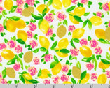 Wishwell - Rose Lemonade Lemons Blossoms White from Robert Kaufman Fabric