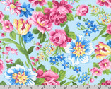 Flowerhouse Serene LAWNS - Floral Breeze Blue by Debbie Beaves from Robert Kaufman Fabric