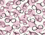 Dressed and Obsessed - Tossed Glasses Pink by Anne Tavoletti from Studio E Fabrics