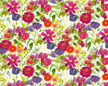 My Happy Place - Flower Garden Multi by Sue Zipkin from Clothworks Fabric