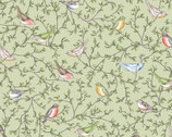 Garden Stroll - Birds Lt Green by Kris Lammers from Maywood Studio Fabric