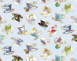 Fancy Tea - Teacups Blue by Carol Wilson from Elizabeth’s Studio Fabric