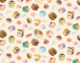 Fancy Tea - Pastries Cream by Carol Wilson from Elizabeth’s Studio Fabric