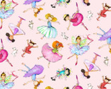 Little Ballerinas - Tossed Ballerinas Pink by Joy Allen from Elizabeth’s Studio Fabric