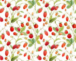 Hedgehog Hollow - Strawberries White by Jason Yenter from In The Beginning Fabric