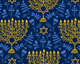 Festival of Lights - Menorahs Blue from Andover Fabrics