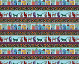 Folktown Cats - Folktown Stripe Light by Karla Gerard from Benartex Fabrics