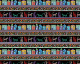 Folktown Cats - Folktown Stripe Dark by Karla Gerard from Benartex Fabrics