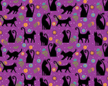 Folktown Cats - Garden Cats Purple by Karla Gerard from Benartex Fabrics