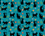 Folktown Cats - Garden Cats Teal by Karla Gerard from Benartex Fabrics